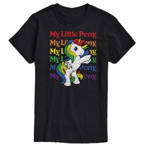 Men's My Little Pony Rainbow Repeated Short Sleeve Graphic T-Shirt - Black - LG Big and Tall - 1 of 4