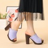 Allegra K Women's Open Round Toe Platform Block Heel Slides Sandals - 2 of 4
