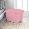 Large Storage Bins, 18 Gallon Plastic Storage Containers with Snap-On Lids, Light Pink, 8-Count - 4 of 4