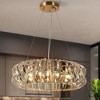 LNC Eurydamas 6-Lights 28.3" Luxury and Glam Drum Crystal Chandelier, Gold - 2 of 4