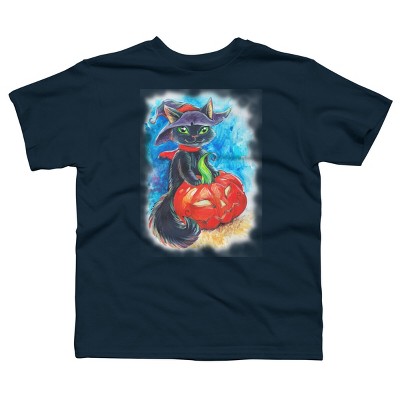 Boy's Design By Humans halloween. the witch cat By POLINART T-Shirt