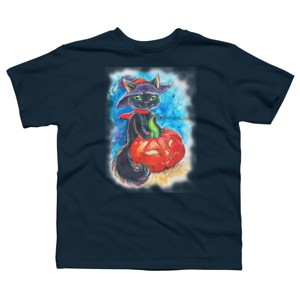 Boy's Design By Humans halloween. the witch cat By POLINART T-Shirt - 1 of 3