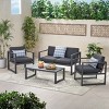 Coolbibila 4 Piece Modern Patio Furniture Set,Conversation Sets For Patio with Cushions,Aluminum Frame Slat Dining Table and Garden Arm Chair - 3 of 4