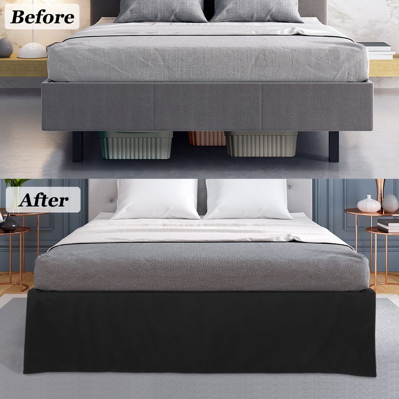 PiccoCasa Drop Pleated Brushed Bed Frame Box Spring Cover Bed Skirt 16" 1 Pc, 3 of 6