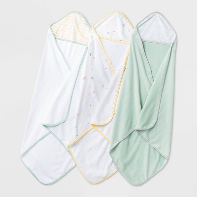 Baby Girls' 3pk 'ABC' Hooded Towel - Cloud Island™ Mint