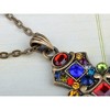 Alilang Gold Tone Ornate Cross Pendant Necklace with Multicolor Crystal Rhinestones - 4 of 4