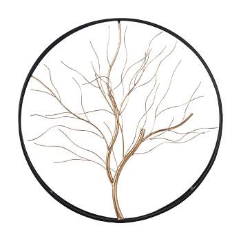 Metal Tree Branch Wall Decor with Black Frame Gold - Olivia & May