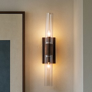 ALOADECOR 23'' Antique Bronze 2-Light Modern Vanity Light Over Mirror Unique/Statement Double Wall Sconce for Bathroom Living Room（2 PACK) - 1 of 4