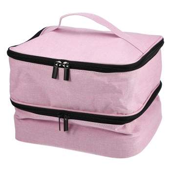 Unique Bargains Portable with 35 Bottles Slots Travel Nail Polish Storage  Bag Pink