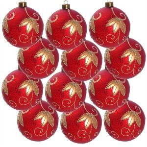 Tramull 12-Pack Christmas Ball Ornaments, Hand-Painted Glass Xmas Tree Decor for Holiday Home Party Decoration - 1 of 4