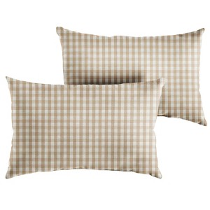 2pk Rectangle Indoor Outdoor Throw Pillows Beige/White - 1 of 2