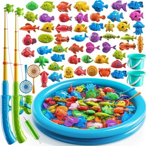 TEMI Magnet Fishing Game for Kids 4-8, Fish Toys for Kids 3-5, Bathtub Floating Fishing Pole, Water Table Pool with Rod Net - 1 of 4