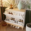 VYNXARIA Shoes Storage Cabinet for Entryway,Narrow Shoe Rack Cabinet,Shoe Cabinet with 2 Flip Drawers,Freestanding Shoe rack with Natural Wood Legs - 2 of 4