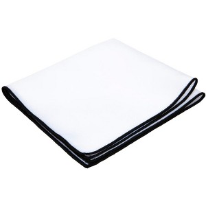 Jacob Alexander White Satin Pocket Square with Embroidered Edge - 1 of 1