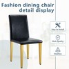 Set of 2 Black PU dining chairs Golden Metal Legs for Living Room - 4 of 4