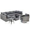 Ovios Venice 9pc Wicker Outdoor Patio Furniture Set Conversation Sofa Sectional with a Swivel Chair and Cushions - 2 of 4