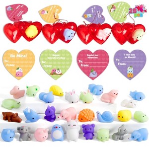 Joyfy 28Pcs Valentine Kawaii Stress Relief Mochi Squishy Toys Filled Hearts and Valentine Cards for Kids Classroom Exchange Gifts Party Favors - 1 of 4