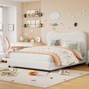 Homhougo Twin Bed Frame for Kids with Velvet Upholstered Headboard, Cute Low Profile Platform Bed for Girls and Boys Beige - 2 of 4