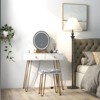 Small White Makeup Vanity Set with Lighted Mirror - 3 Lighting Modes, Soft Cushioned Stool & 2 Drawers for Bedroom - 2 of 4