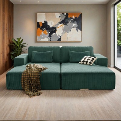 86.6-inch Double Chaise Lounge Sleeper Daybed 35D Full Foam Floor Plush Cloud Sofabed - Leovsnove