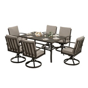 HAPPATIO 7 Piece Aluminum Patio Dining Set, Outdoor Dining Table and Chairs Set - 1 of 4