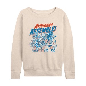 Women's - Marvel - Avengers Assemble Group Lightweight French Terry Wide Neck Long Sleeve Shirt - 1 of 4