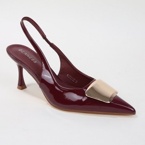 Berness Women's Capri Glossy Slingback Heels with Metal Accent - 1 of 4