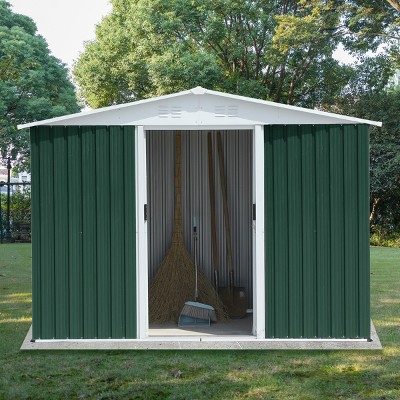Coolbibila-Storage Sheds With Aluminum Alloy Frame And Sliding Door, Storage Sheds Outdoor With The Pent Garden Shed