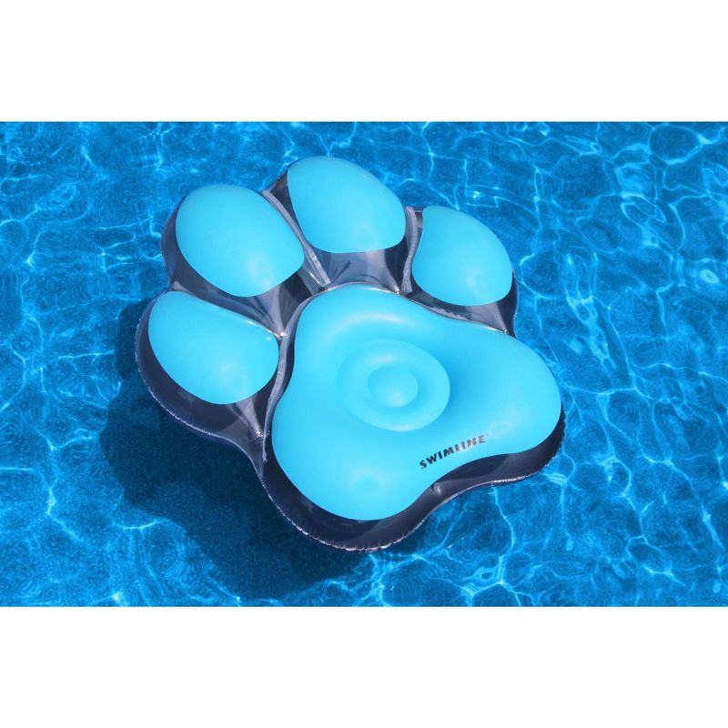 Swimline 61" Inflatable Pawprint 1-Person Swimming Pool Float - Blue, 2 of 4
