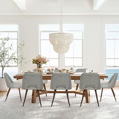 Modern Upholstered Dining Chairs Set, Mid-Century Fabric Chairs with Walnut Legs, Comfortable Padded Seat for Kitchen & Dining Room-Maison Boucle