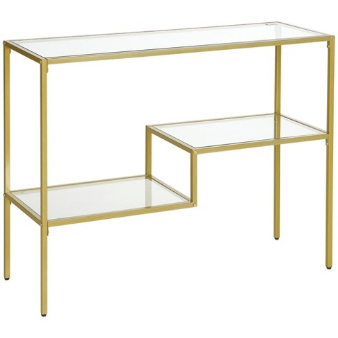 Glass table deals with gold trim