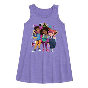 Girls' - Karma's World - We're All Stars Graphic Sleeveless Aline Dress - 1 of 3