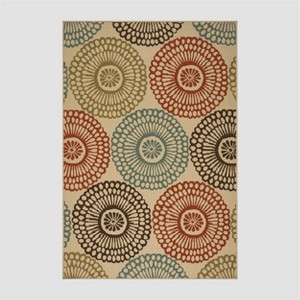 5' x 8' Seastar Medallion Outdoor Rug Beige/Blue - Christopher Knight Home: Vintage Style, Loomed Polypropylene, Stain & Water-Resistant - 1 of 4