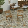 Merrick Lane Set of 2 Solid Acacia Wood Armless Folding Patio Bistro Chairs with Slatted Backs and Seats in Natural Finish - 3 of 4
