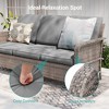 Sonkuki 3 Pieces Outdoor Patio Furniture Sets, Rattan Sofa with Ottoman Wicker Set for Backyard Porch, Garden, Poolside, Balcony - 4 of 4