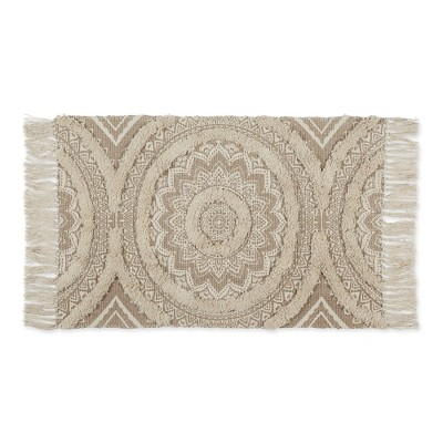 Design Imports Medallion Textured Fringe - Stone - 2 X 3 Ft