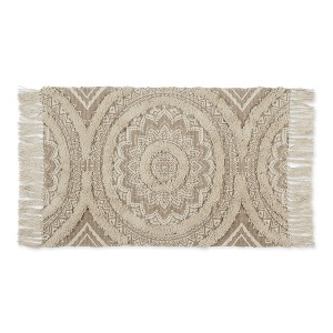 Design Imports Medallion Textured Fringe - Stone - 2 X 3 Ft - 1 of 4