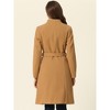 Allegra K Women's Collarless Single-Breasted Outwear Tie Waist Elegant Winter Coats - 3 of 4