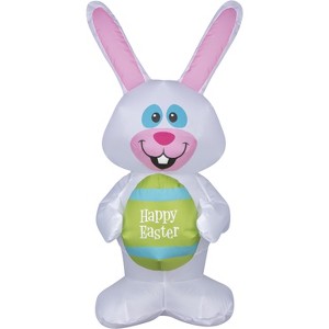 Gemmy Airdorable Airblown Inflatable Whimsical Easter Bunny, 2 ft Tall, White - 1 of 4