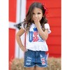 USA Sequin Patched Denim Shorts Set Mia Belle Girls - 2 of 4