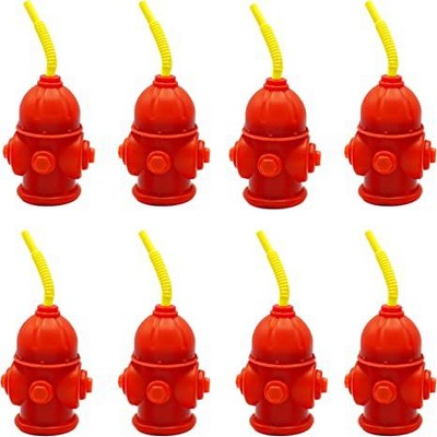 Fire Hydrant Straw Cups With Lids (10 Pack) - 12oz For Paw Patrol Party 