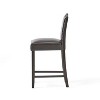 Set of 2, 27" Upholstered Counter Height Barstools with Nailhead Trim, Brown and Walnut, PU - 3 of 4