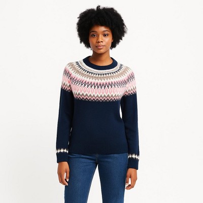 Erika Women's Navy Blue Fair Isle Sweater