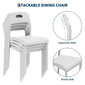 Stackable Modern Kitchen Chairs, Plastic Dining Room Chair with Metal Legs, Easy Assembly, - 1 of 4