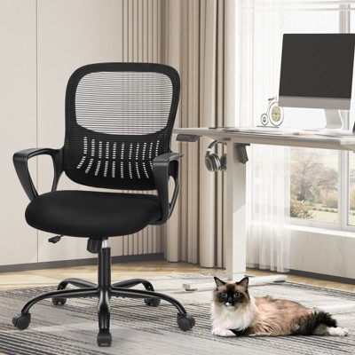 FONTOI Task and Office Chairs, Office Chair with Adjustable Foot Ring, Swivel Task Chair for Home Office, Black, 26.4"*37.8"*26.4"