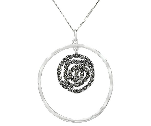 Marcasite Circle Pendant - Silver