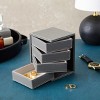 Juvale 4 Layer Rotating Jewelry Organizer for Men, Women, Small Faux Leather Box for Necklaces, Rings, Earring, Bracelets, Gray, 4 x 5 In - image 2 of 4