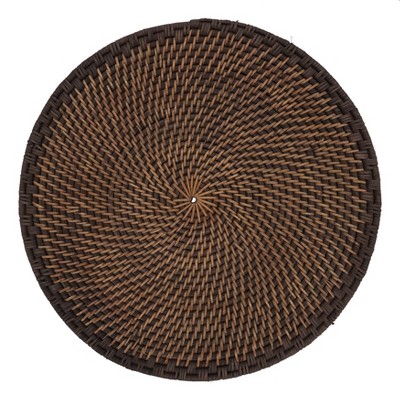 Saro Lifestyle Round Brown Woven Rattan Placemats, Set of 4