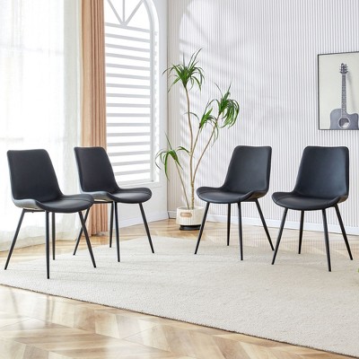NicBex Armless Modern Dining Chairs Leather Backrest Cushion Dining Chairs W/Metal Legs