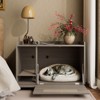 VisioGear Cat Litter Box Enclosure, Hidden Cat House with Top Side Fence, Wooden Pet House Side End Table, Grey, 32.7"*18.9"*23.6" - 2 of 4